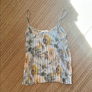 Vince Pleated Tan and Blue Camisole